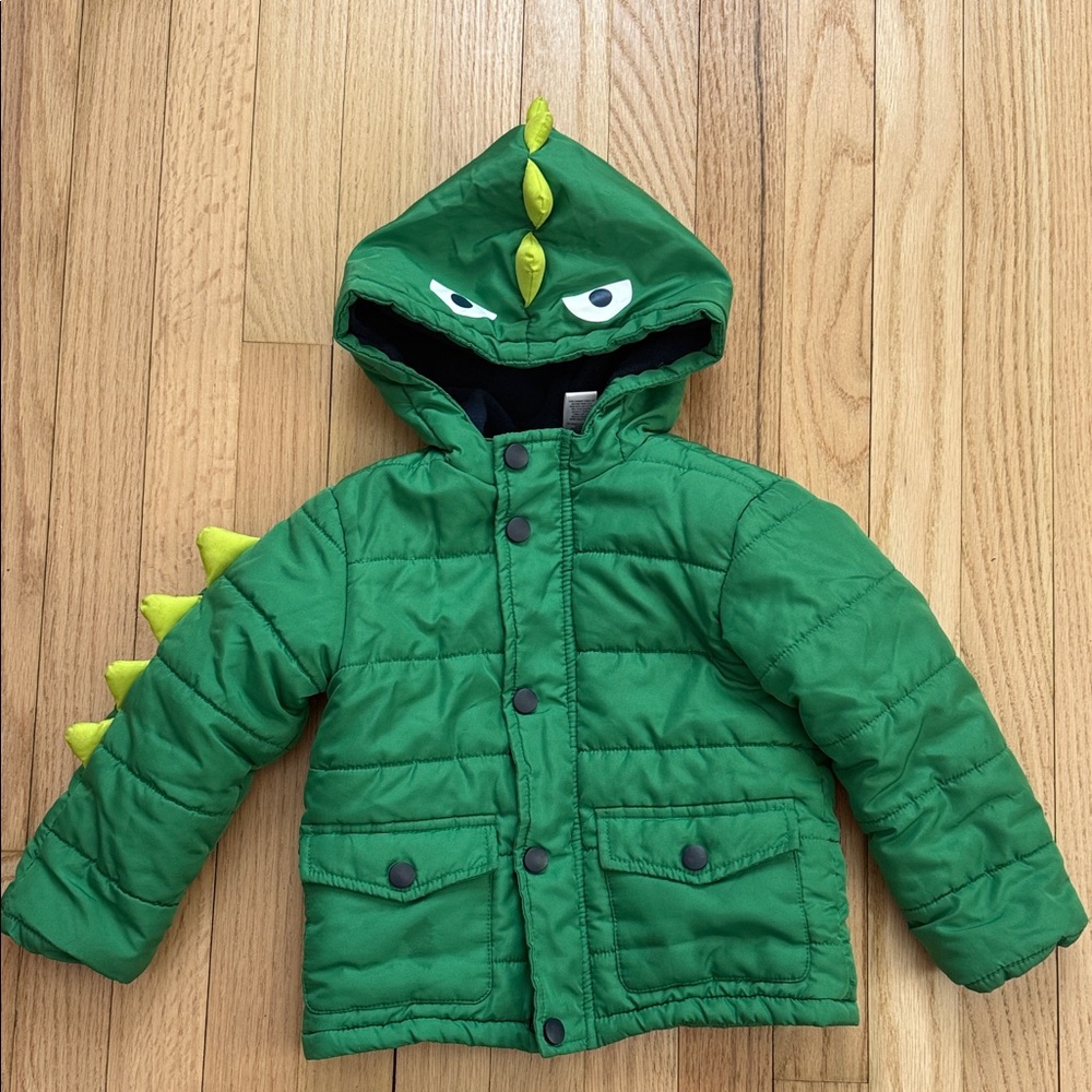 Little Me Green Dinosaur Hooded Toddler Jacket